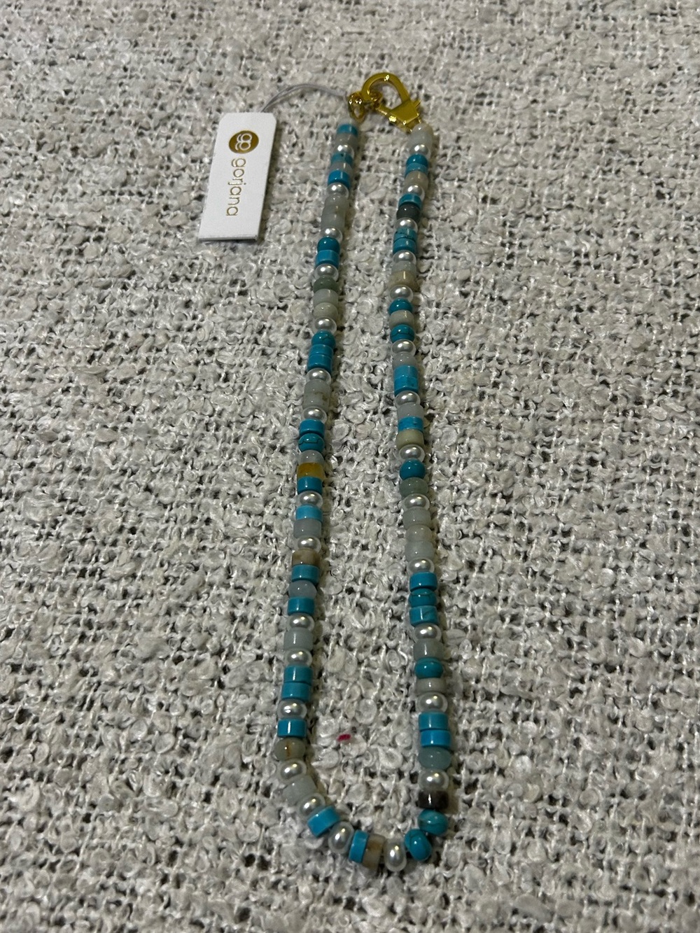 NWT Gorjana Turquoise Beaded Necklace with Gold Clasp - Picture 2 of 7